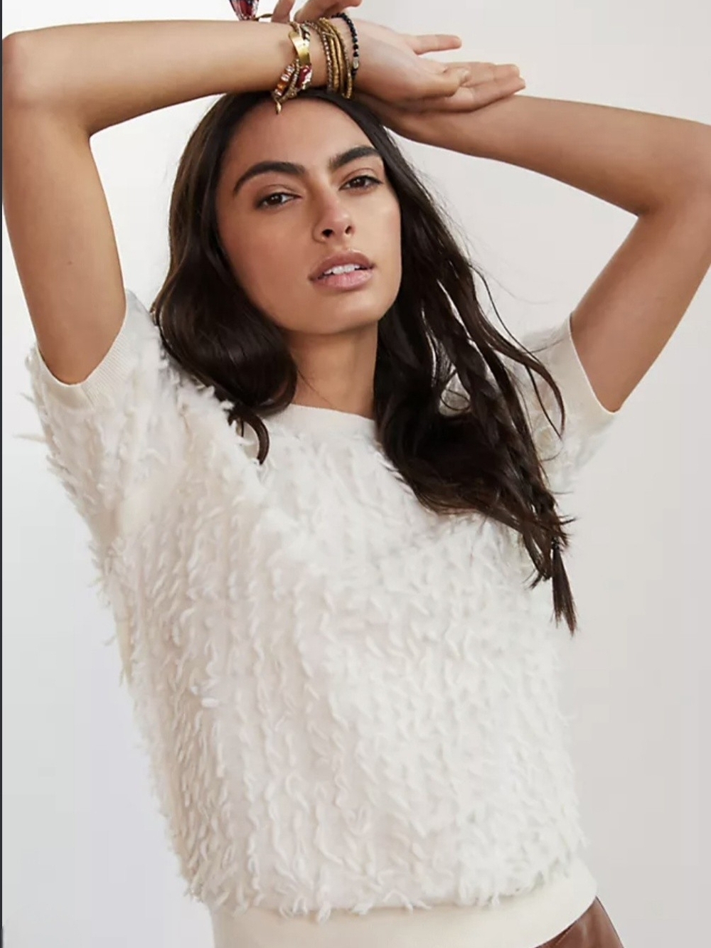 Maeve Anthropologie Merino Wool Textured Cream Knit Sweater S Old Money Elevated